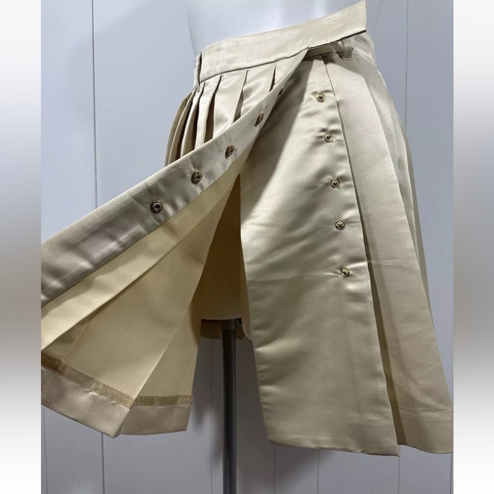 NWT J Crew Women's Sz 8 Yellow Gold Pleated Wrap Satin Skirt A Line - Picture 6 of 10